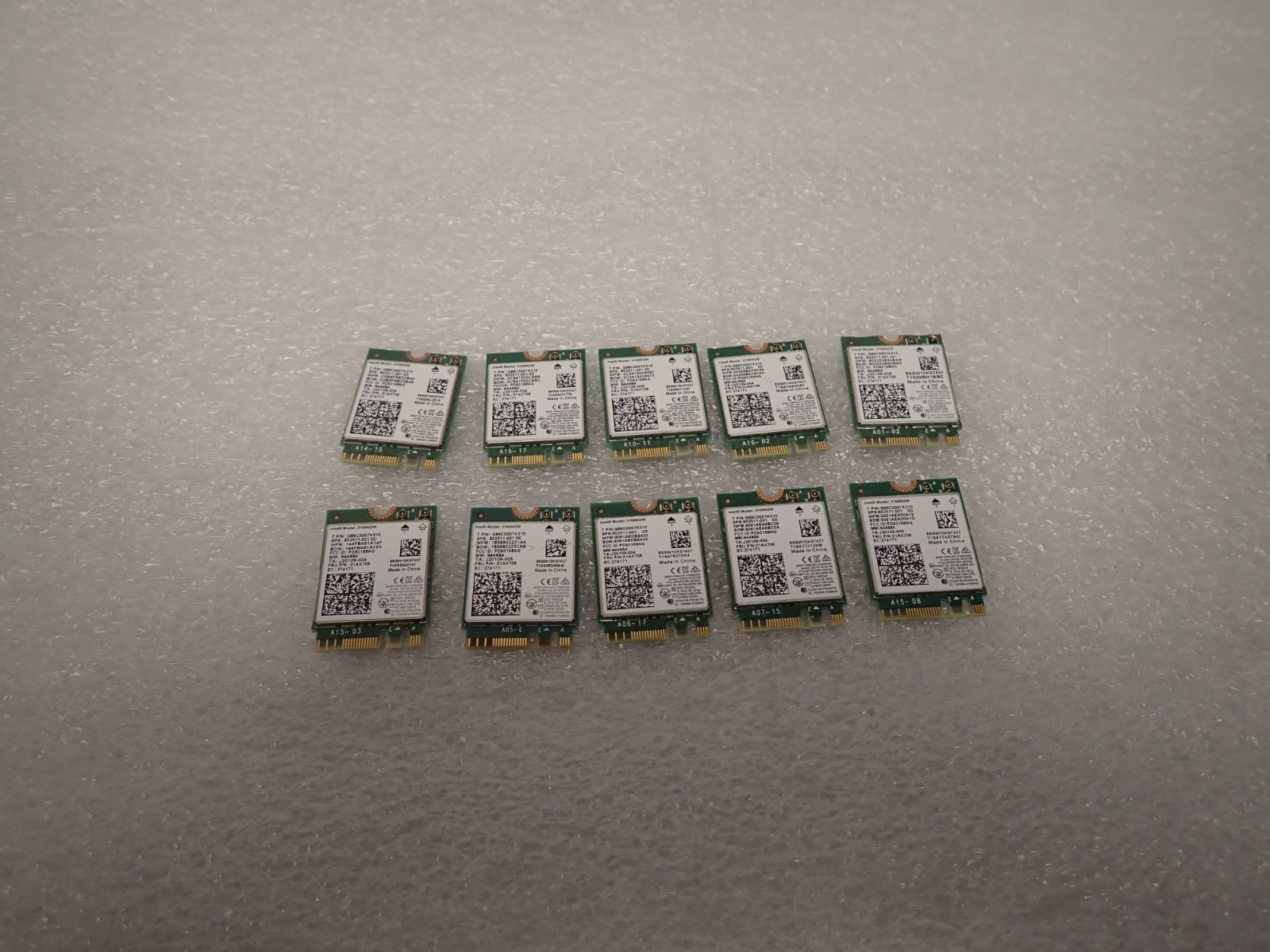 Lot of 10 Intel Dual Band Wireless-AC 3168 WiFi + Bluetooth 4.2 01AX706 3168NGW