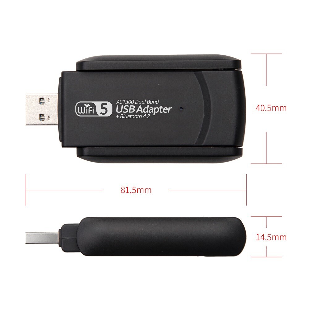 USB 3.0 WiFi Adapter 1300Mbps Dual Band 5GHz Wireless Dongle with Bluetooth 4.2
