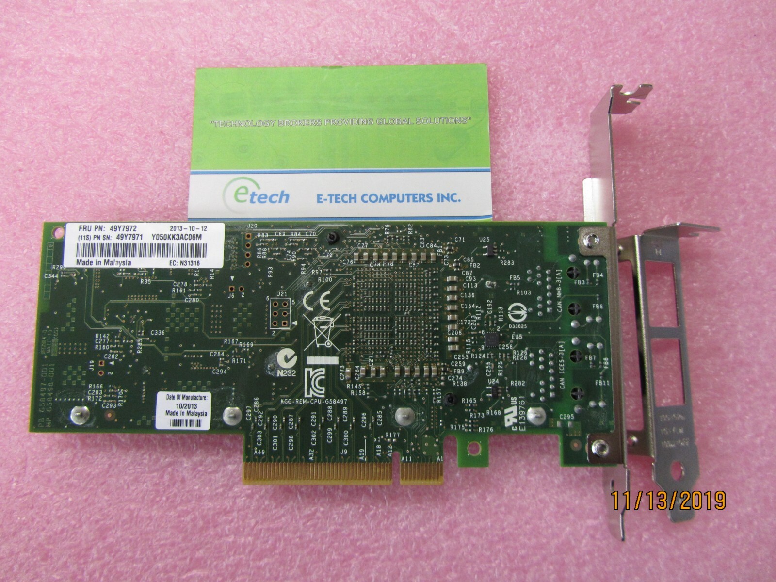 49Y7972 – Intel X540-T2 Dual-Port 10GBaseT Adapter for IBM System x, OPT 49Y7970