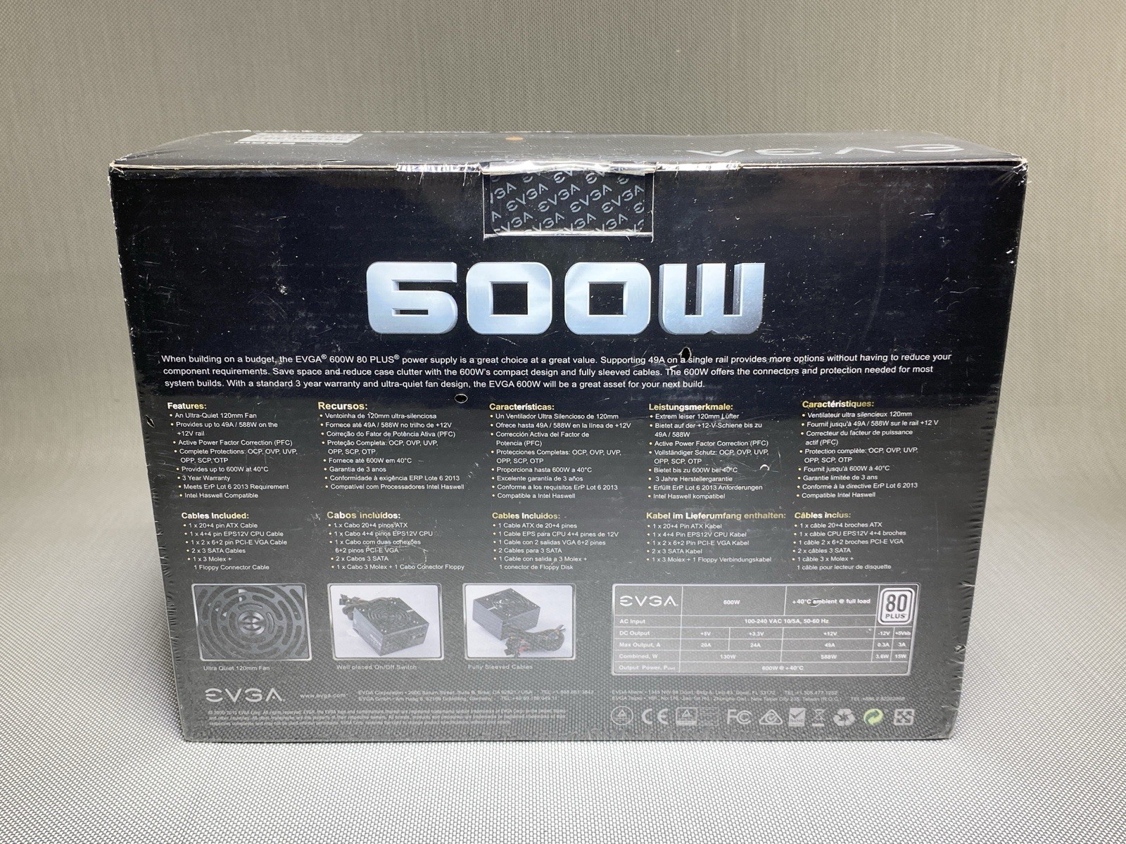 New & Sealed EVGA 600W 80 Plus Certified Power Supply (100-W1-0600-K1)