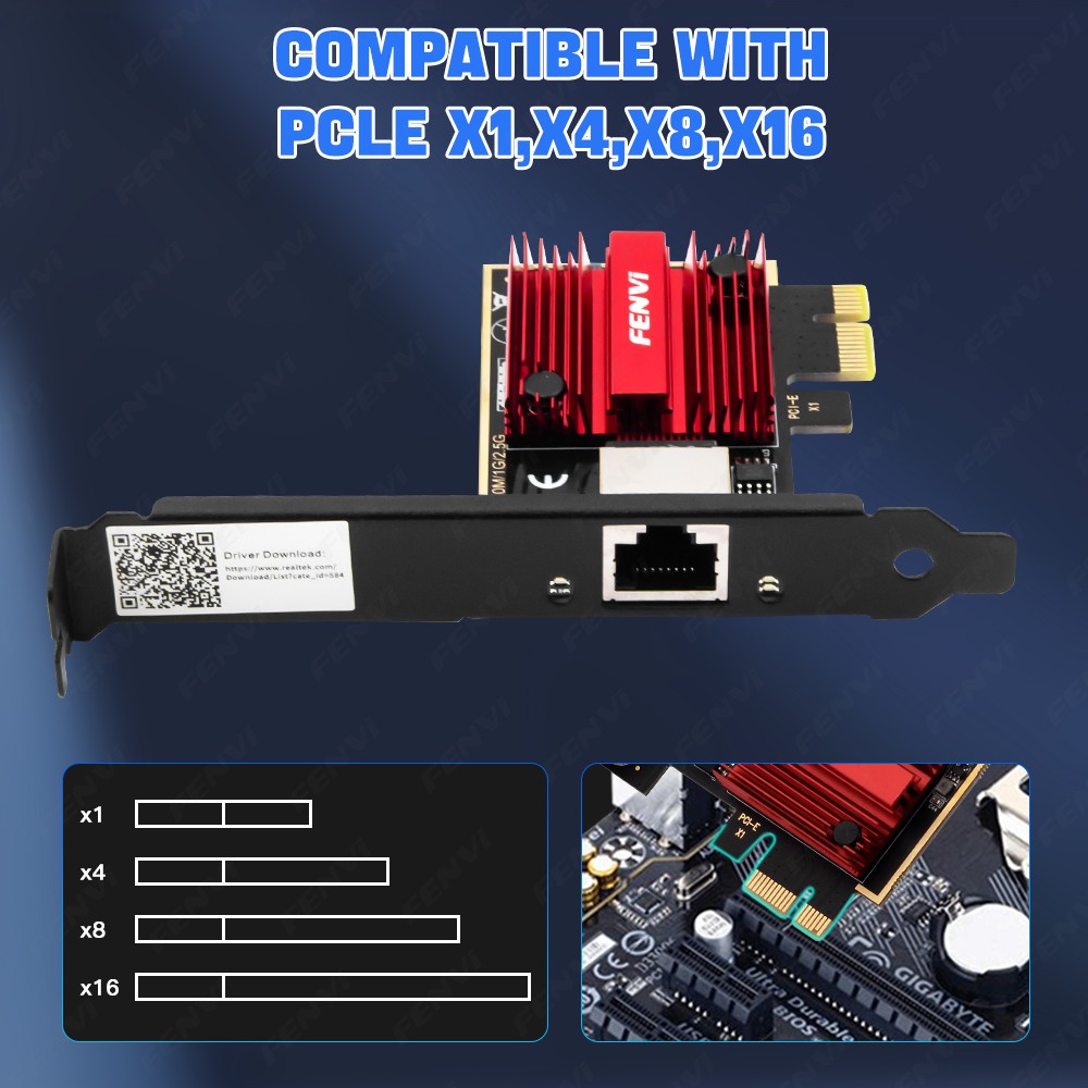 2.5GB PCIe Network Card PCIe to 2.5 Gigabit Ethernet Network Adapter for Windows