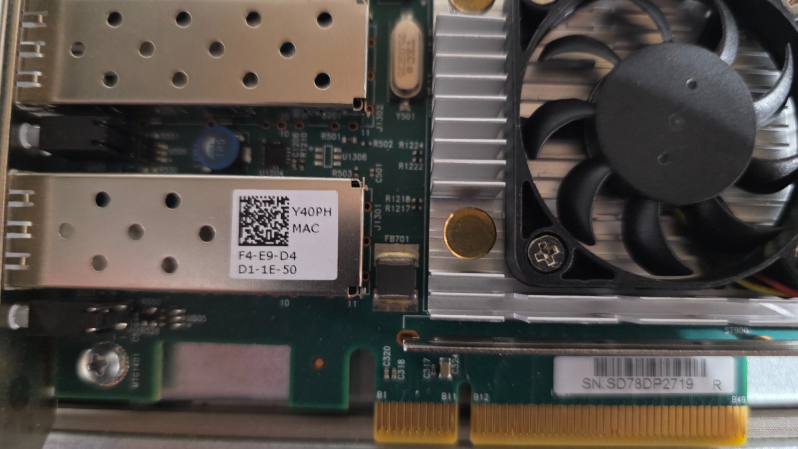 Dell Broadcom 57810S 2x10Gb SFP PCIe w Low Height Bracket & SFPs Y40PH 0Y40PH