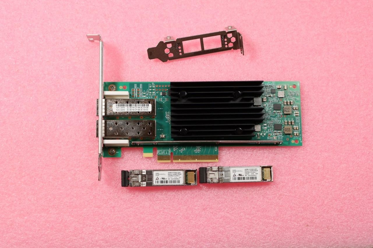 Qlogic Marvell QLE2882-SR With 2X 64GB FC SFP’s PCI-e HBA Adapter