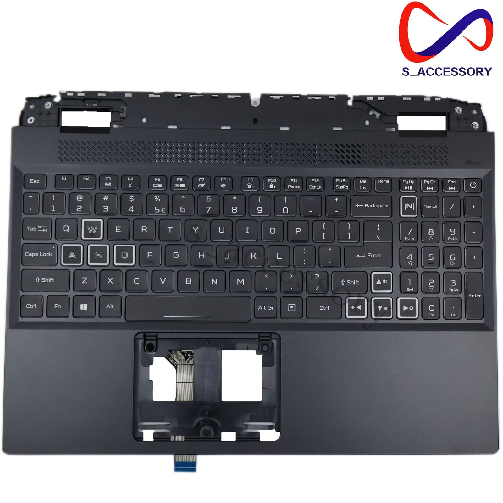 Acer Nitro 5 AN515-58 Palmrest Case Backlit Keyboard RGB White 6B.QFMN2.001 US