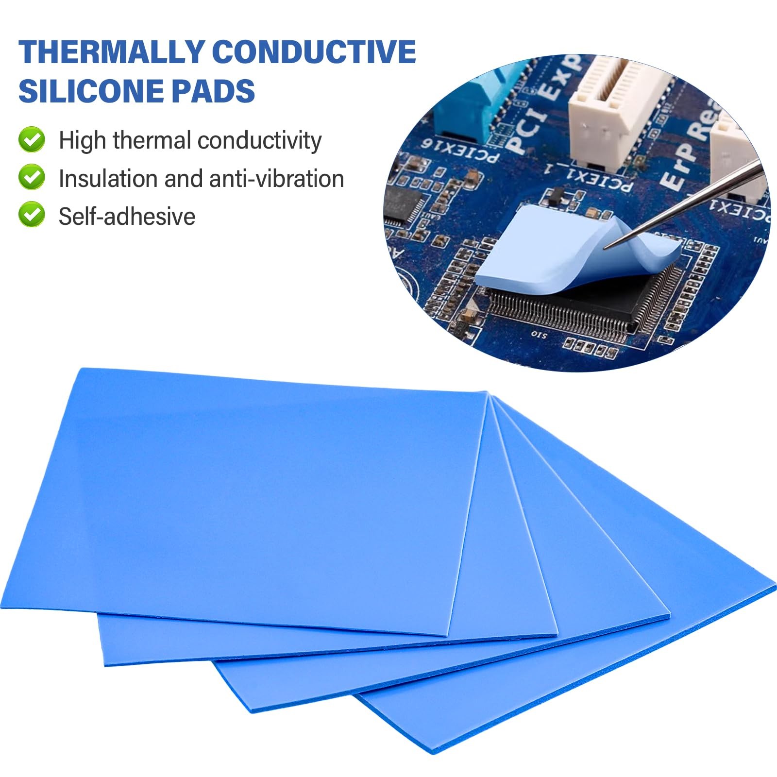 OLCANA 4 Pieces Silicone Thermal Pads 100 x100mm 0.5mm 1mm 1.5mm 2mm Highly…