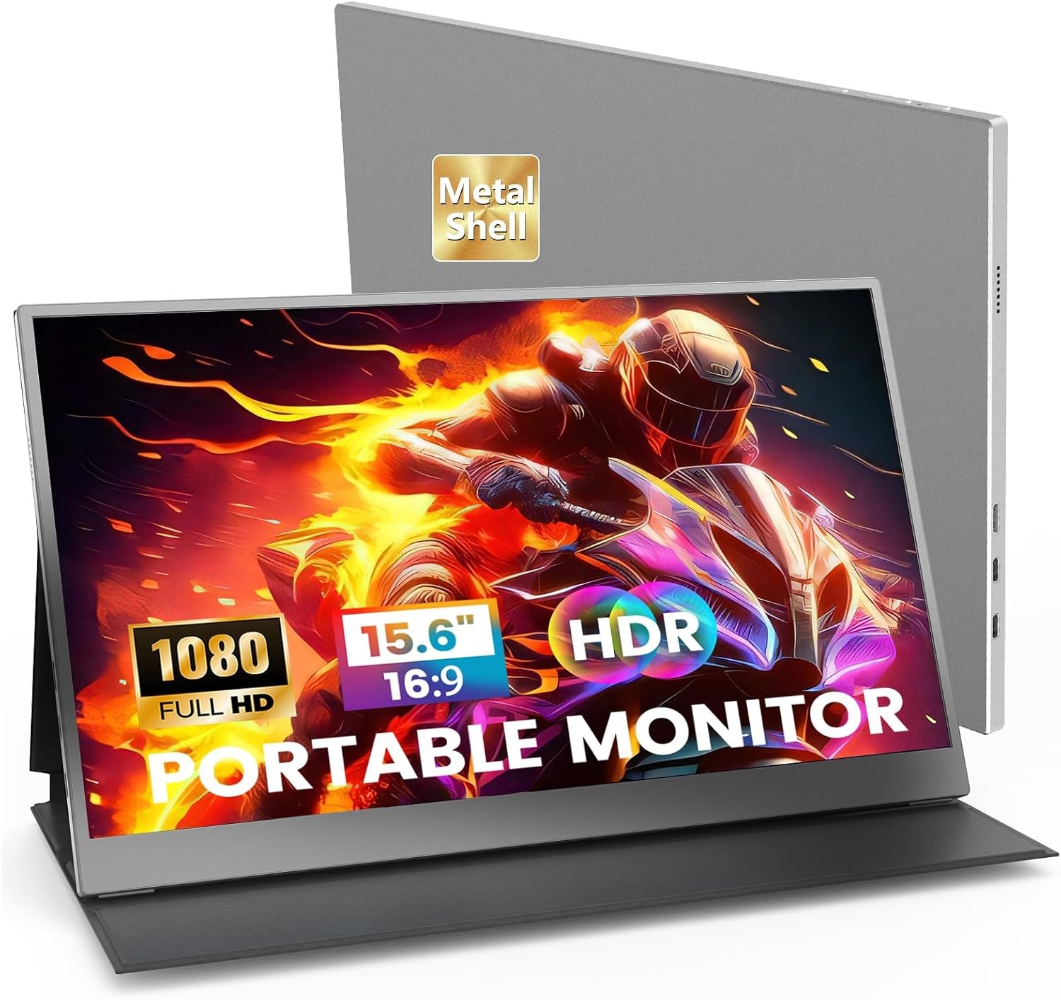 15.6 Inch Portable Monitor FHD 1080P IPS USB-C Mini-HDMI Dual Speakers