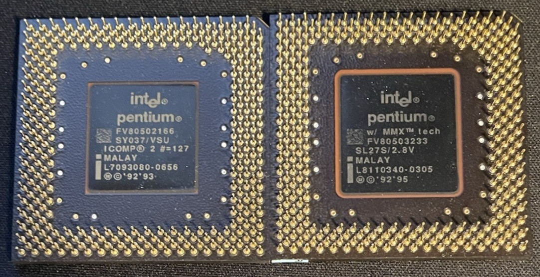 Lot of 2 Vintage Intel Pentium CPUs (see description for model numbers)