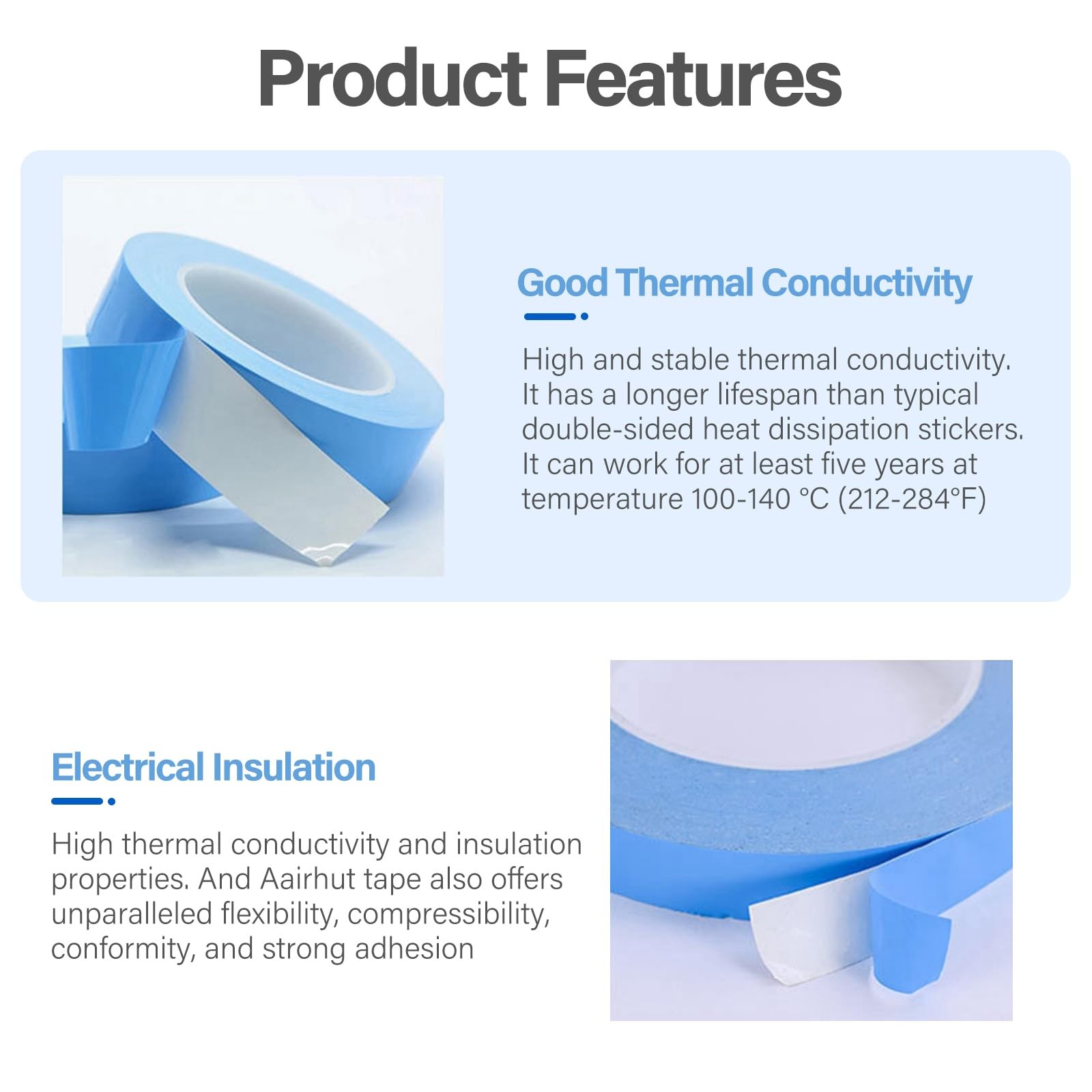 Thermal Adhesive Tape 25m x 15mm x 0.2mm Dual Side Conductive Cooling Pad