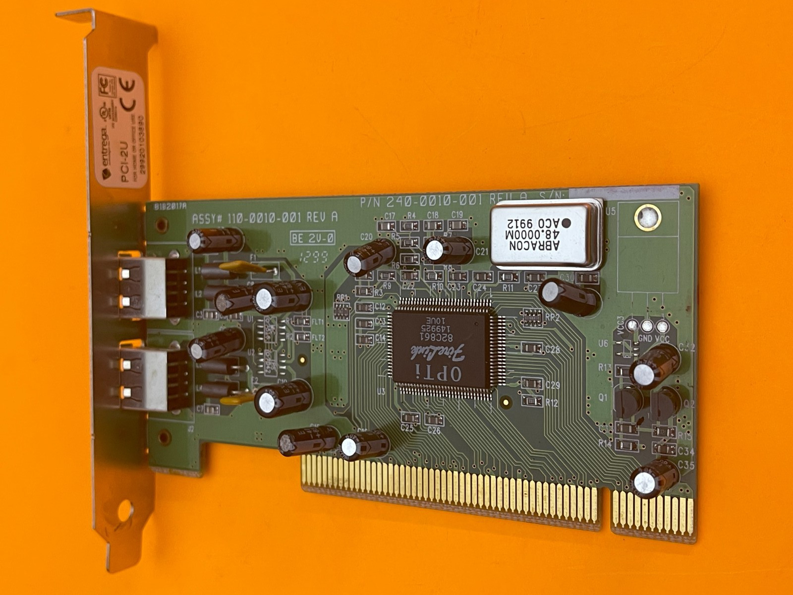 ENTEGRA PCI-2U 2 PORT USB CARD PCI PREOWNED SEE DESCRIPTION P/N 240-0010-001