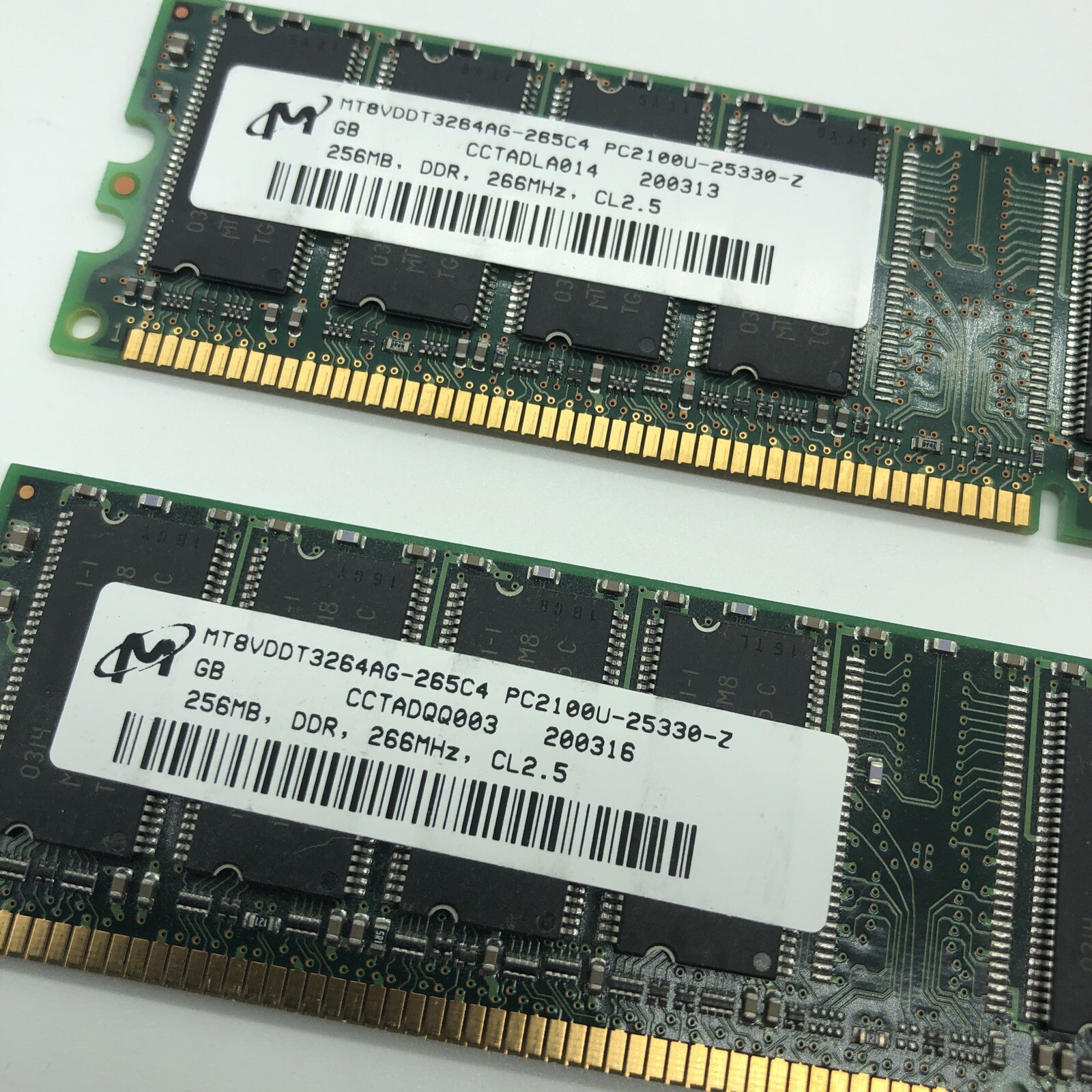 NEW 2 pcs of 256MB DDR 512MB SDRAM PC2100 266 CL2.5 Samsung Kingston HP # 175924
