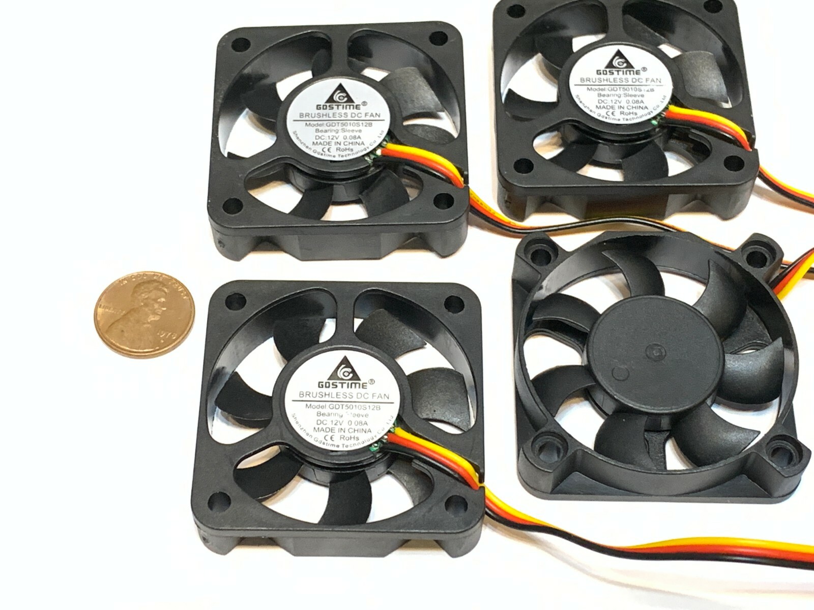4 Pieces GDstime 12V 5010 3Pin Computer fan 50MM 5CM pc cooling Brushless C41