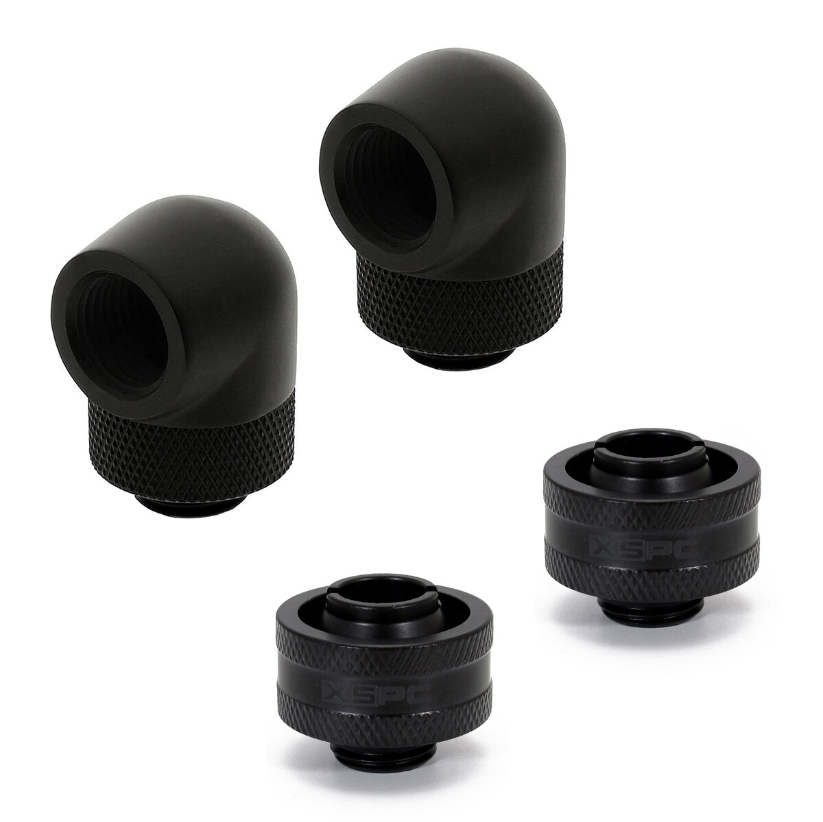 XSPC G1/4″ 1/2″ ID, 3/4″ OD Fitting V2 and 90 Degree Rotary Fitting, Matte Black