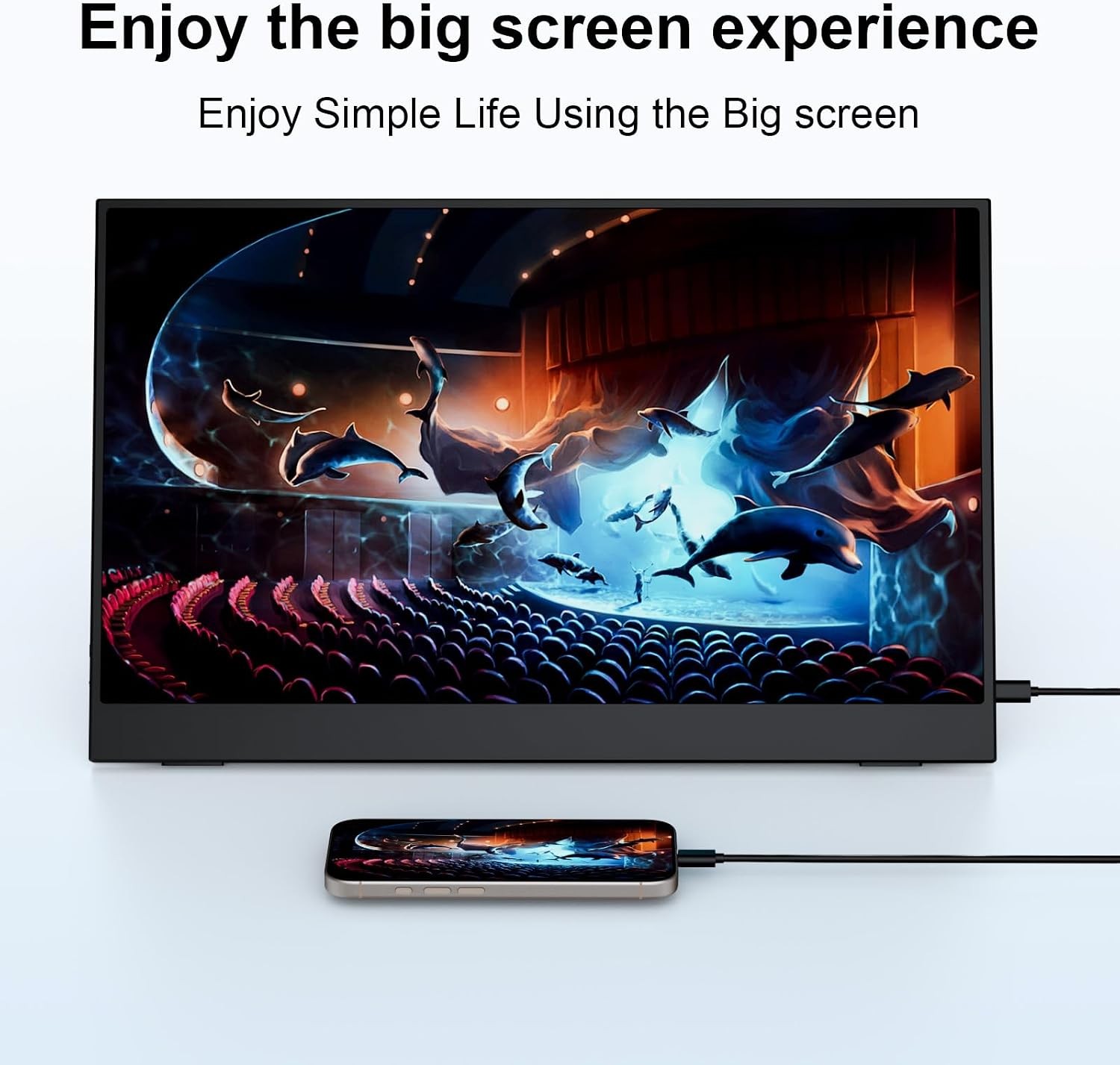 14 Inch Portable Monitor, 1366×768 IPS, USB Type C, Mini HDMI, Adjustable Stand