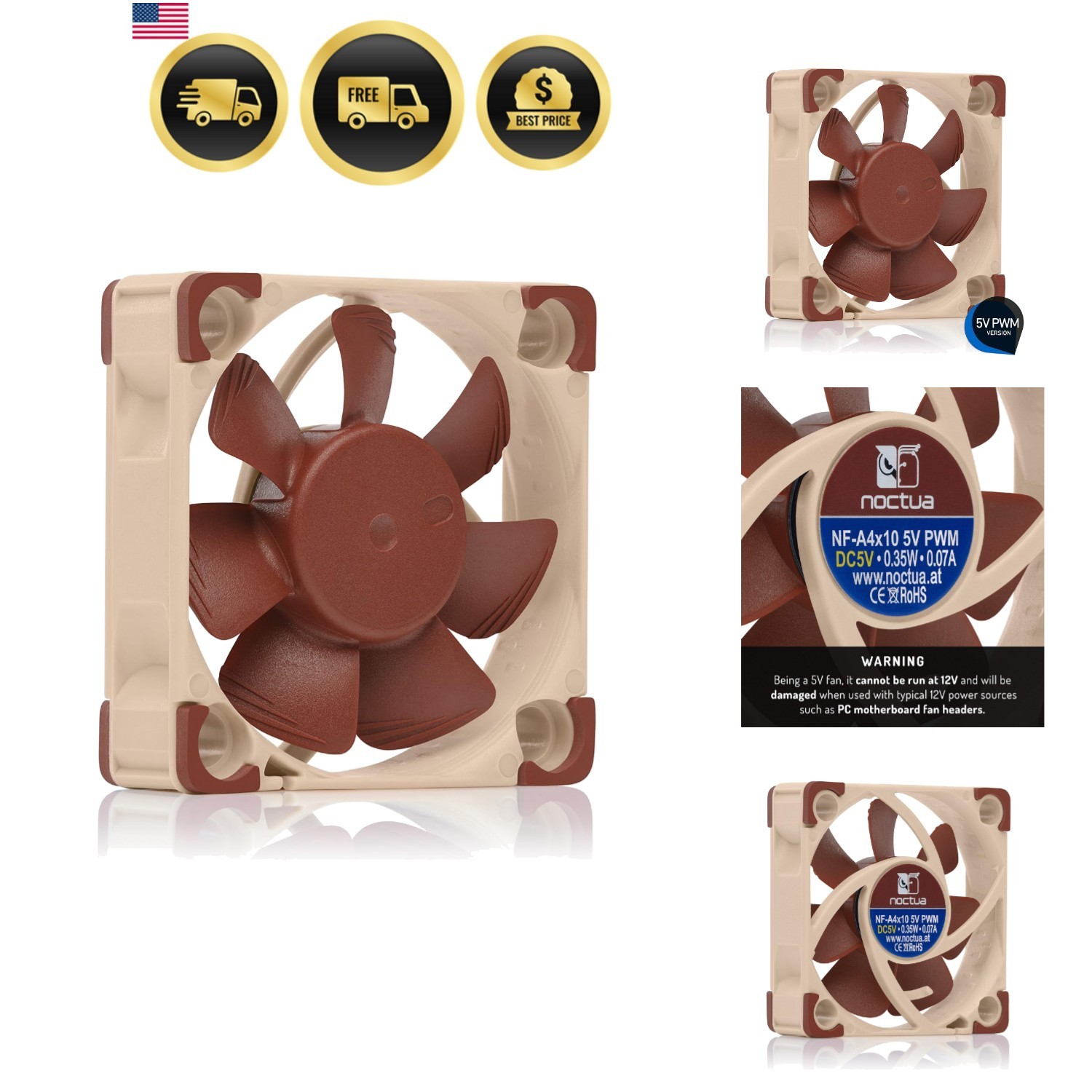 NF-A4x10 5V PWM, Quiet Fan with USB Power Adaptor Cable, 4-Pin, 5V Version 4…