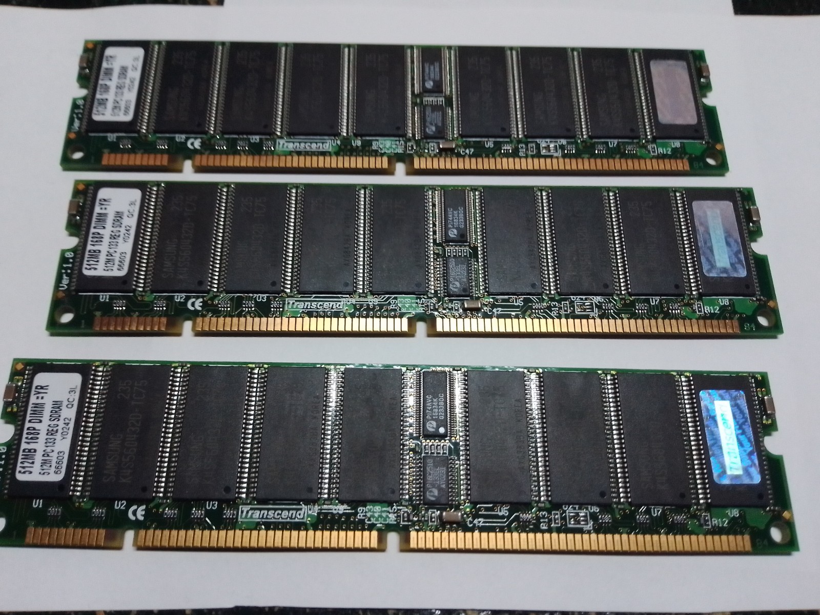 1 Pcs Transcend 66603 Y0242 QC:3L 512MB PC-133MHz 168-Pin DIMM RAM