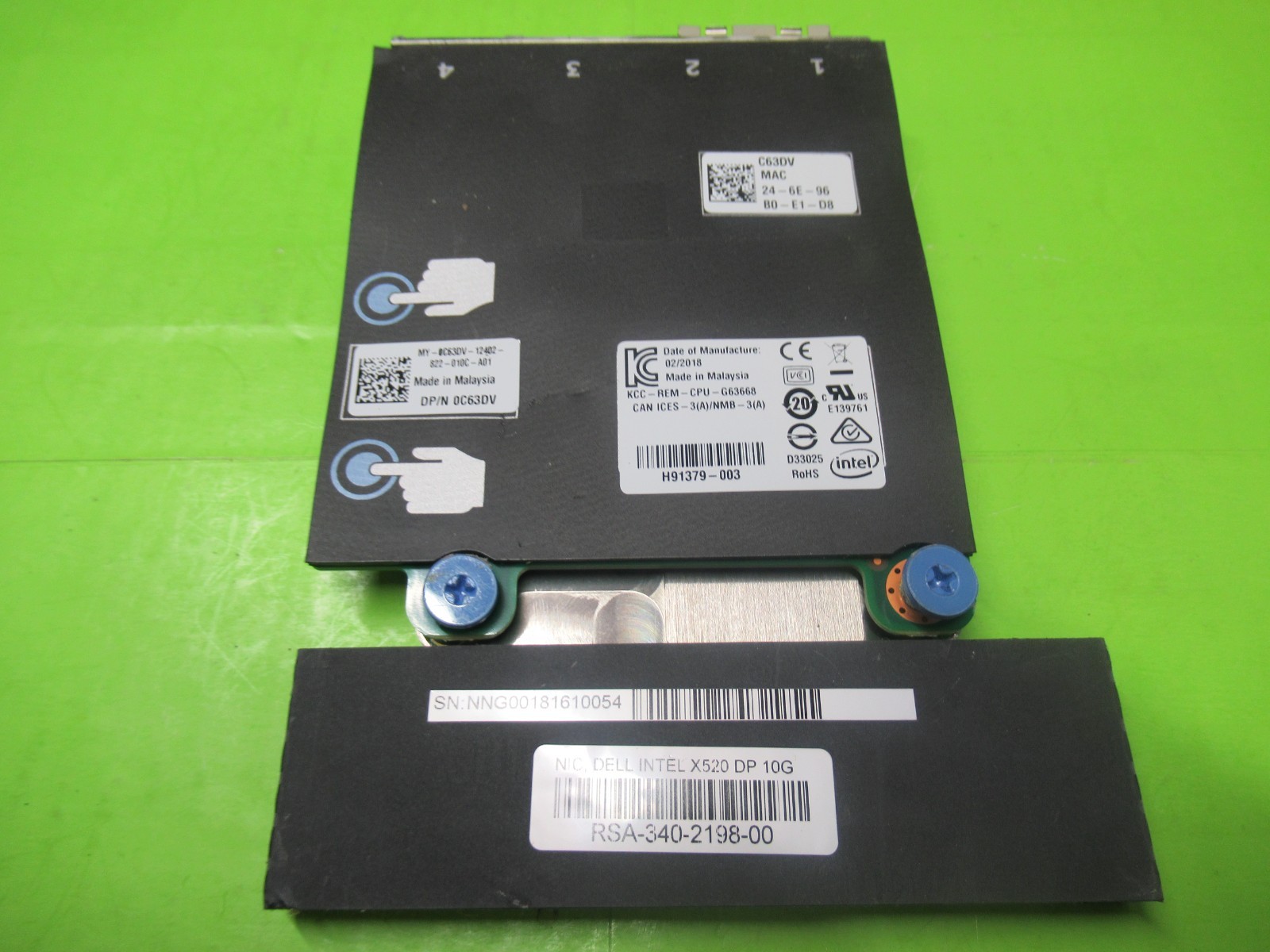 Dell Intel Dual Port 10GB Daughter Card C63DV 0C63DV