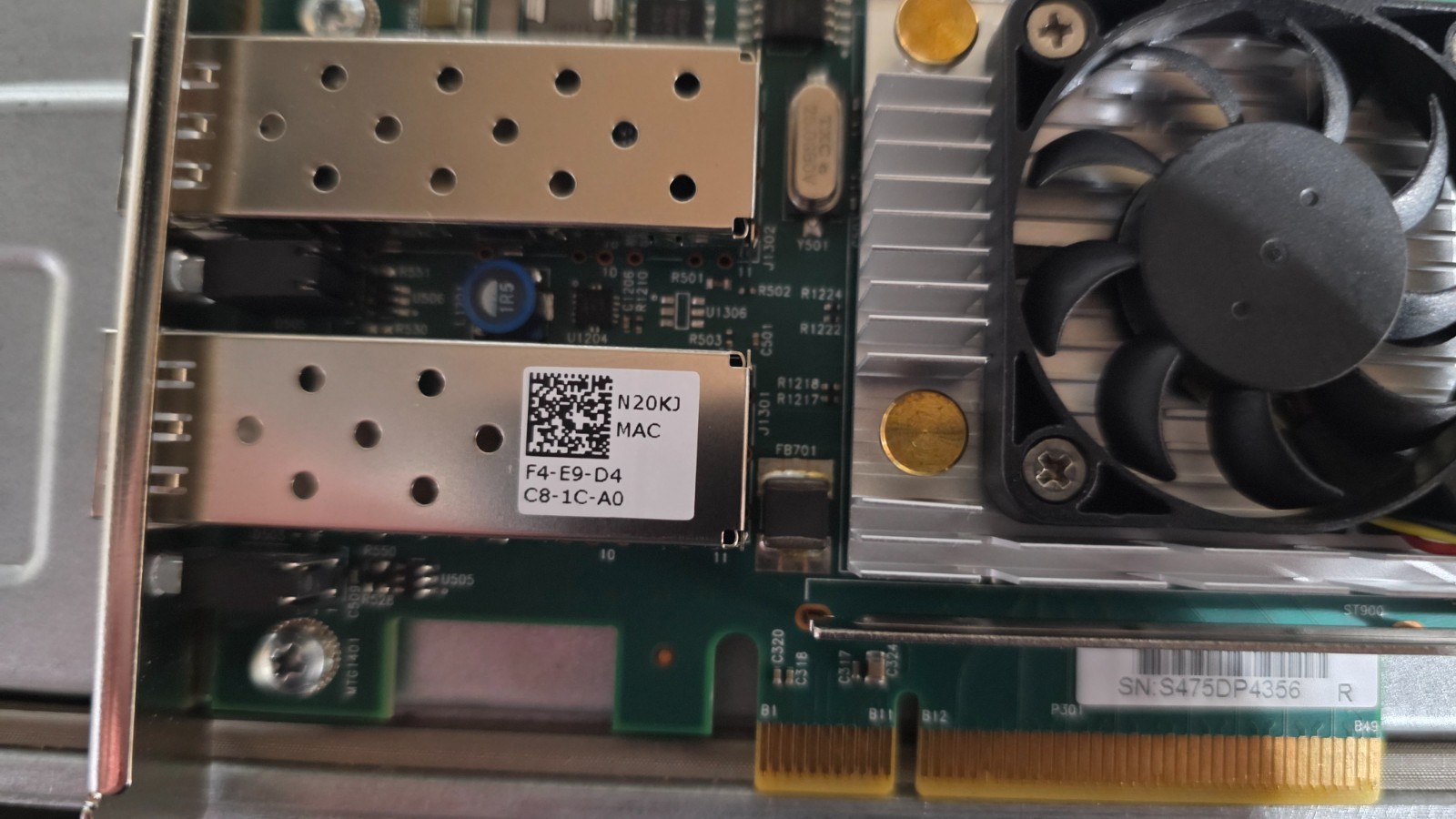 Dell Broadcom 57810S 2x10Gb SFP PCIe w Full Height Bracket & SFPs N20KJ 0N20KJ