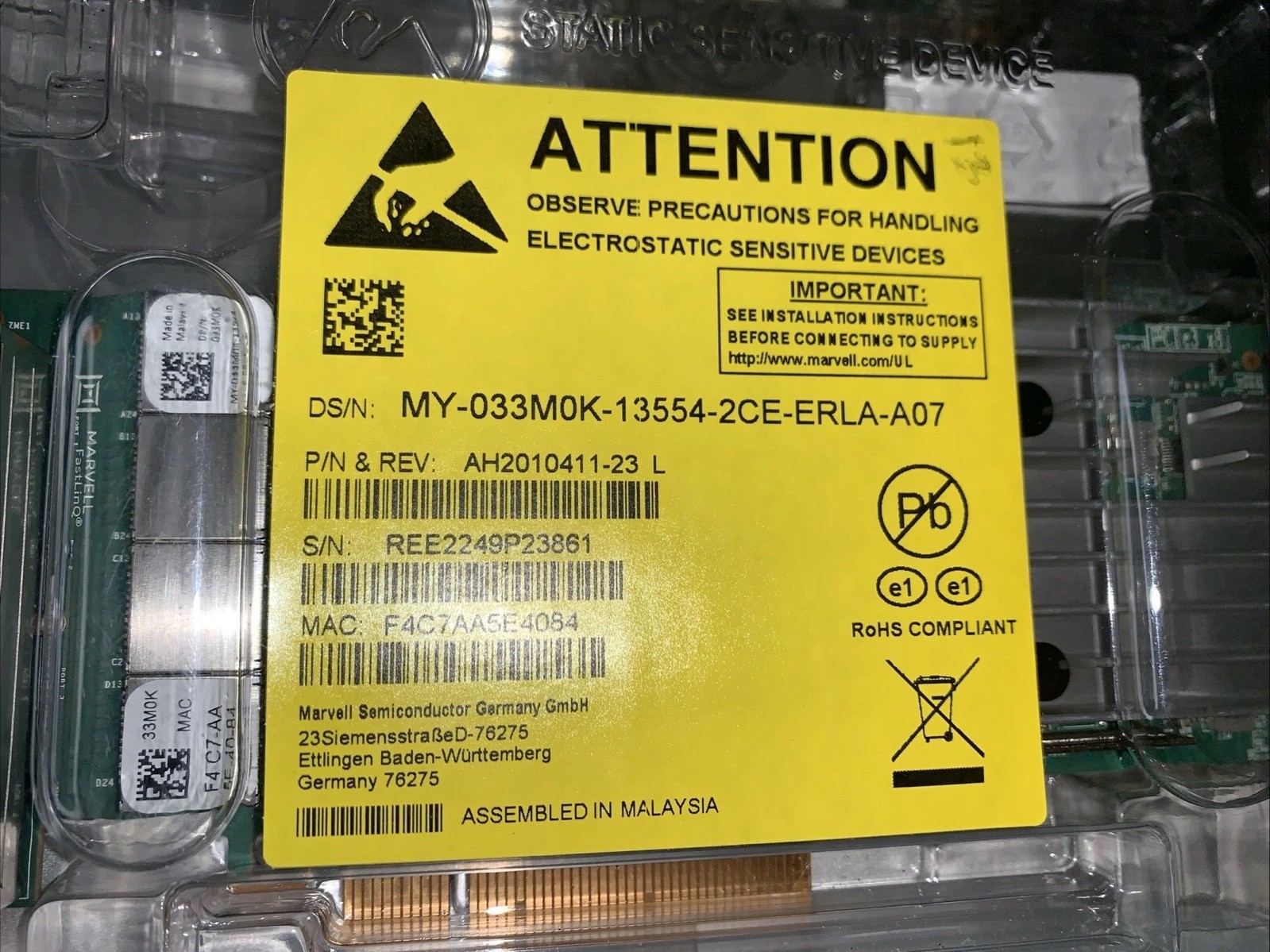 Dell Qlogic QL41164HFRJ Quad Port 10GbE RJ-45 10GBase-T Network Card 33M0K