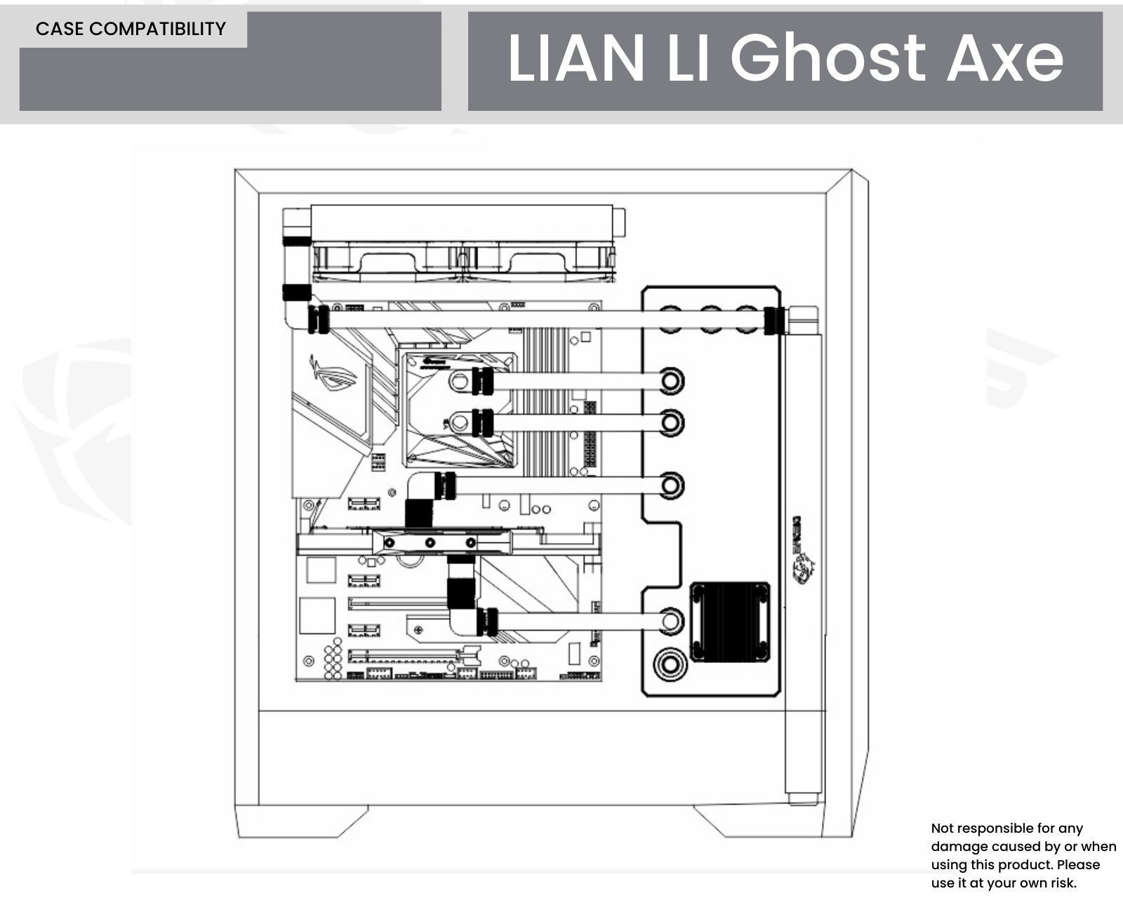 Bykski Distro Plate For LIAN LI Ghost Axe – PMMA w/ 5v Addressable RGB (RBW) …