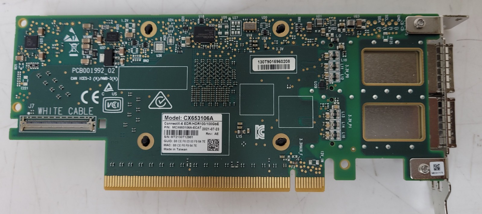 Mellanox ConnectX-6 100GbE 2 Port QSFP PCIe Ethernet Adapter – MCX653106A-ECAT