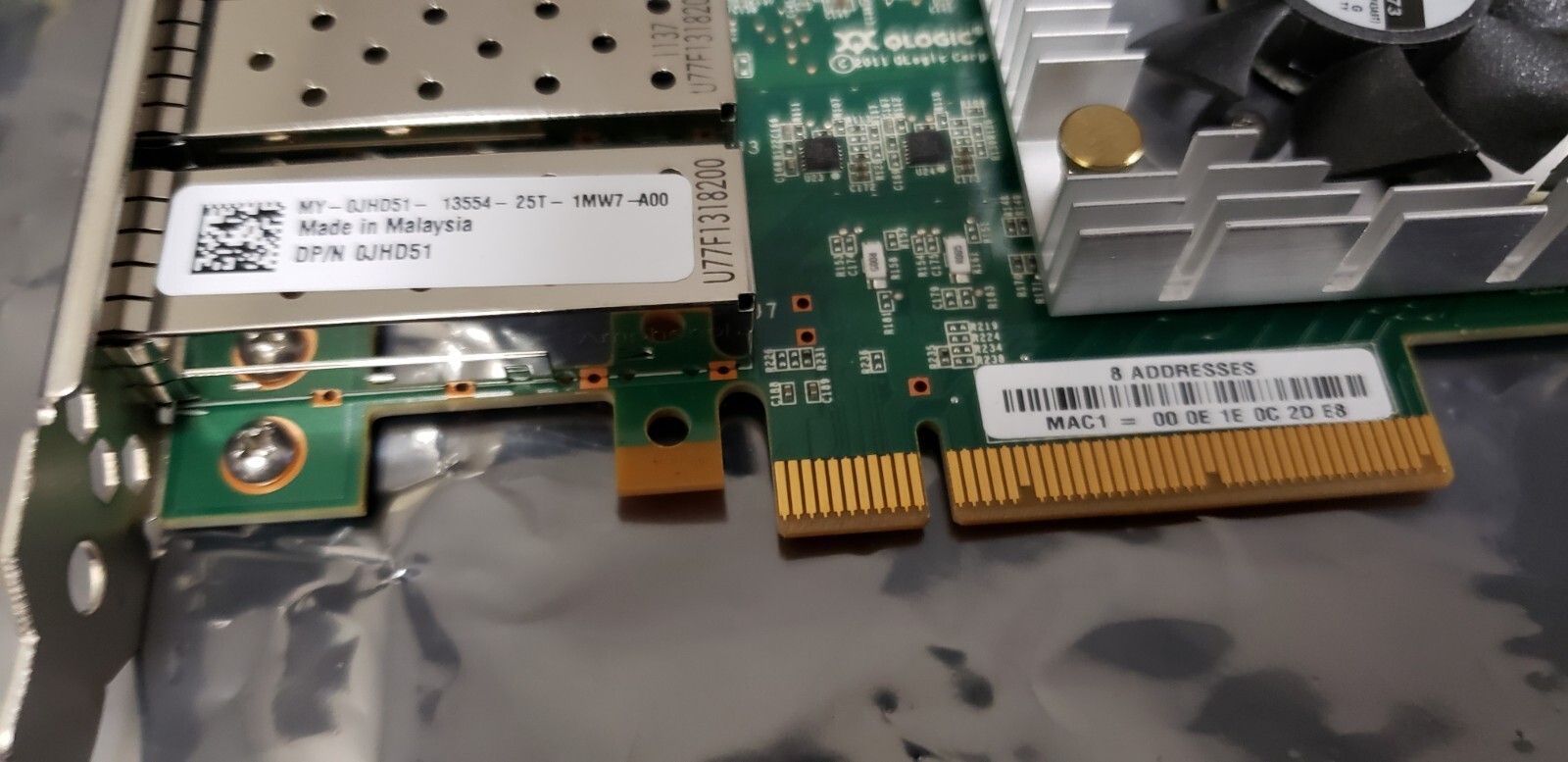 Dell QLogic QLE8262-CU-DEL, 10GbE SFP+, 2-Port PCIe, 2.0 x8 SFF CNA Adapter Card