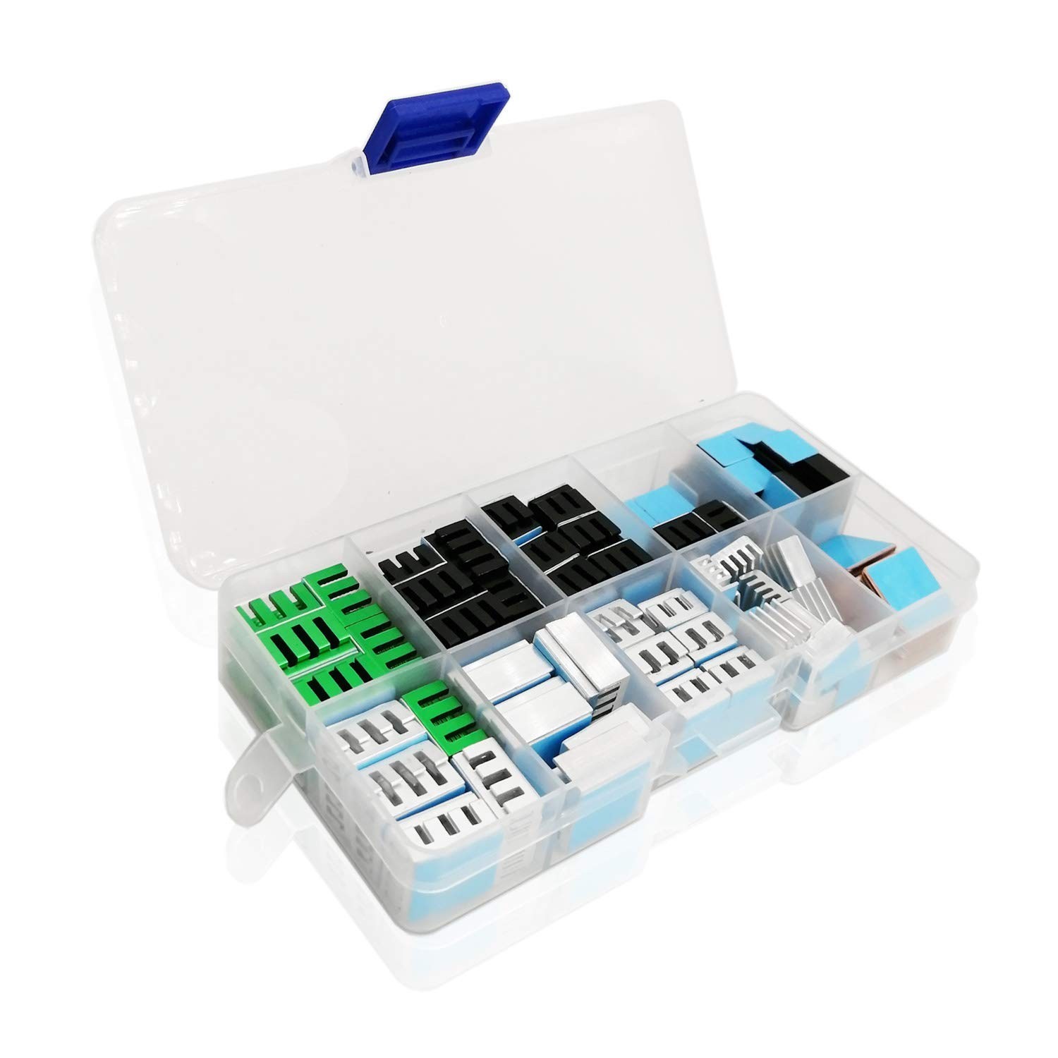 124pcs Heatsink Kit – 9 Sizes Multicolor Aluminum & Copper + Thermal Adhesive Ta