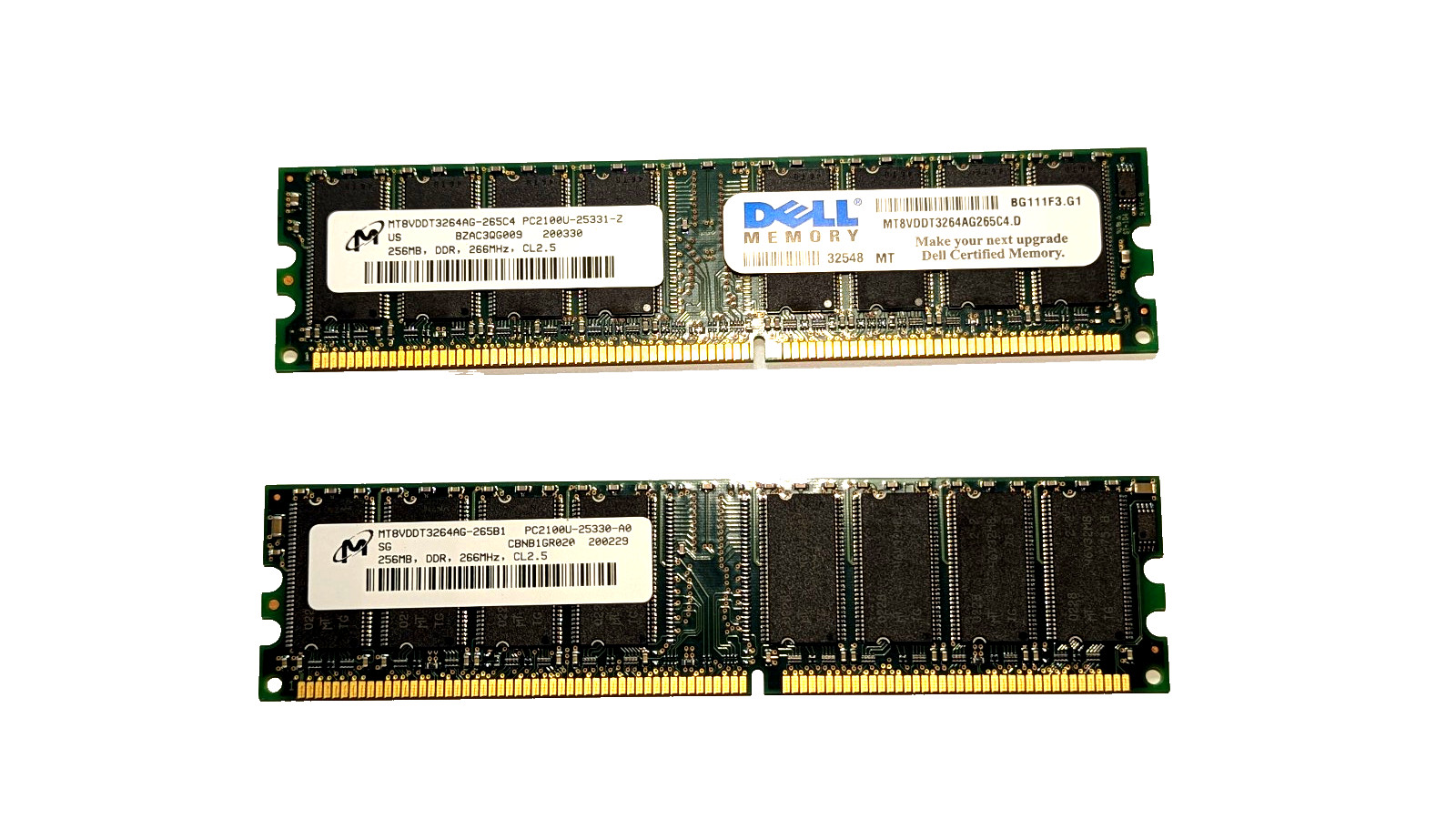 Micron 512mb MT8VDDT324AG-256B1 PC2100U-25330-A0 266MHz, CL2.5 DDR RAM Dell