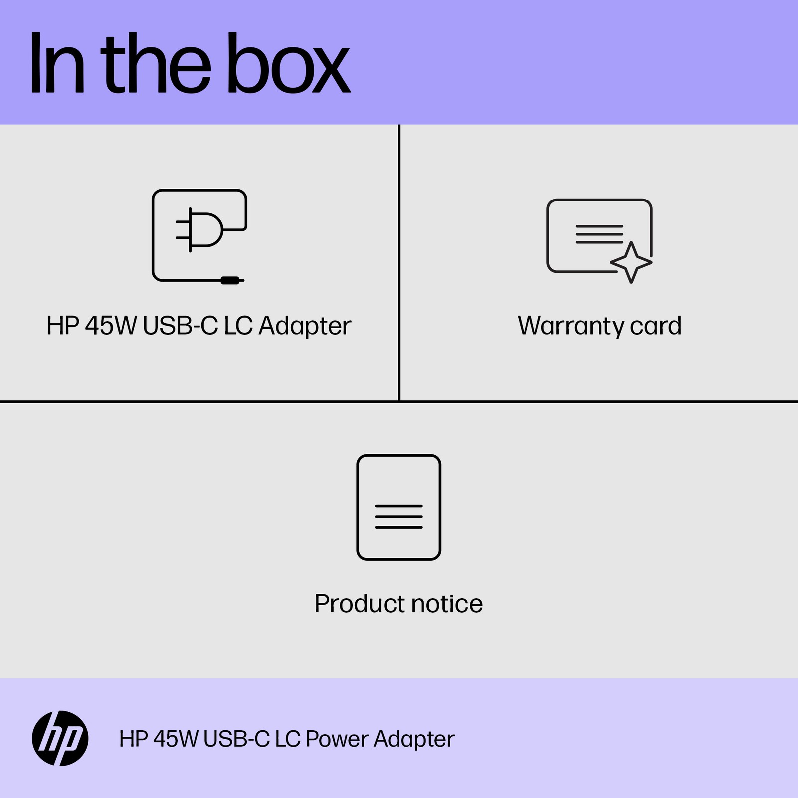 HP 45W USB-C LC Power Adapter | Compatibility: HP Chromebook PCs with USB-C port