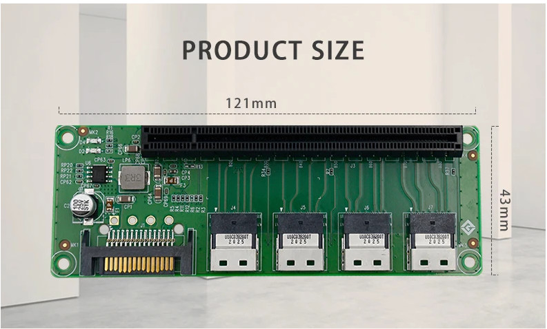 New 4-Port SFF-8654 to PCIe x16 Slot Adapter card
