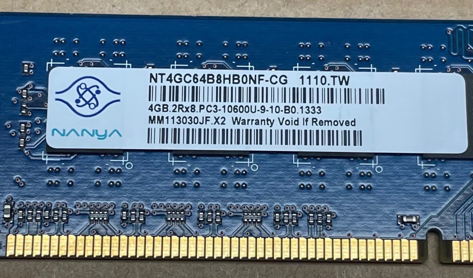 2-Nanya 4GB.2Rx8.PC3-10600U-9-10-B0.1333 Non-ECC Unbuffered RAM NT4GC -8GB Total