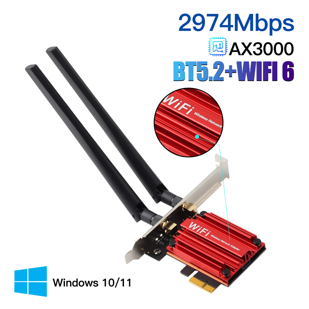 PCE-AX3000 WiFi 6 PCI-E Network Card Intel AX200 Chip Dual Band Bluetooth 5.2