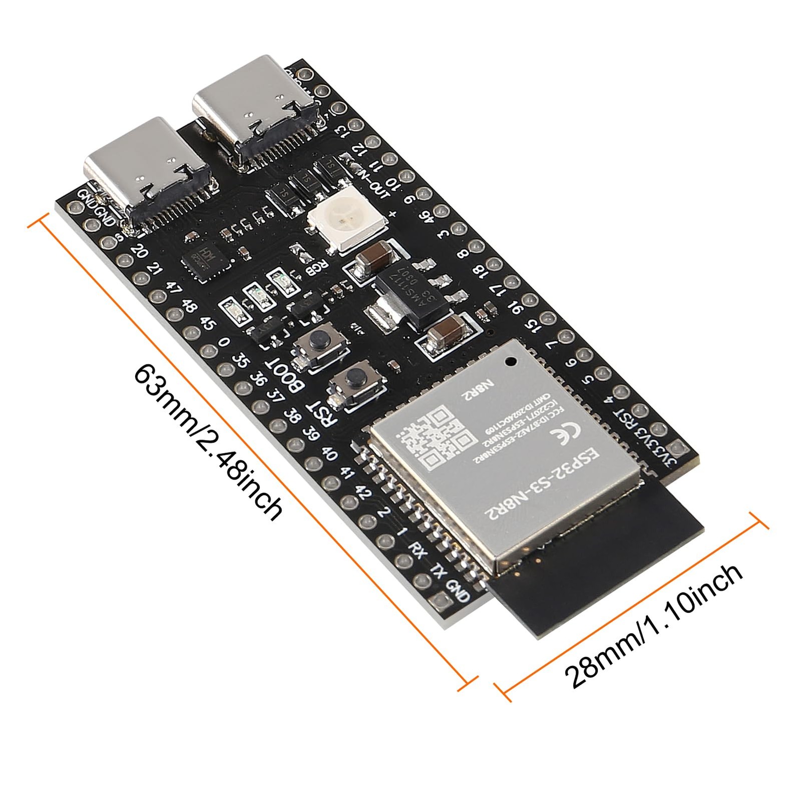2PCS ESP32 ESP32-S3 Development Board Type-C 2pcs N8R2, N8R2