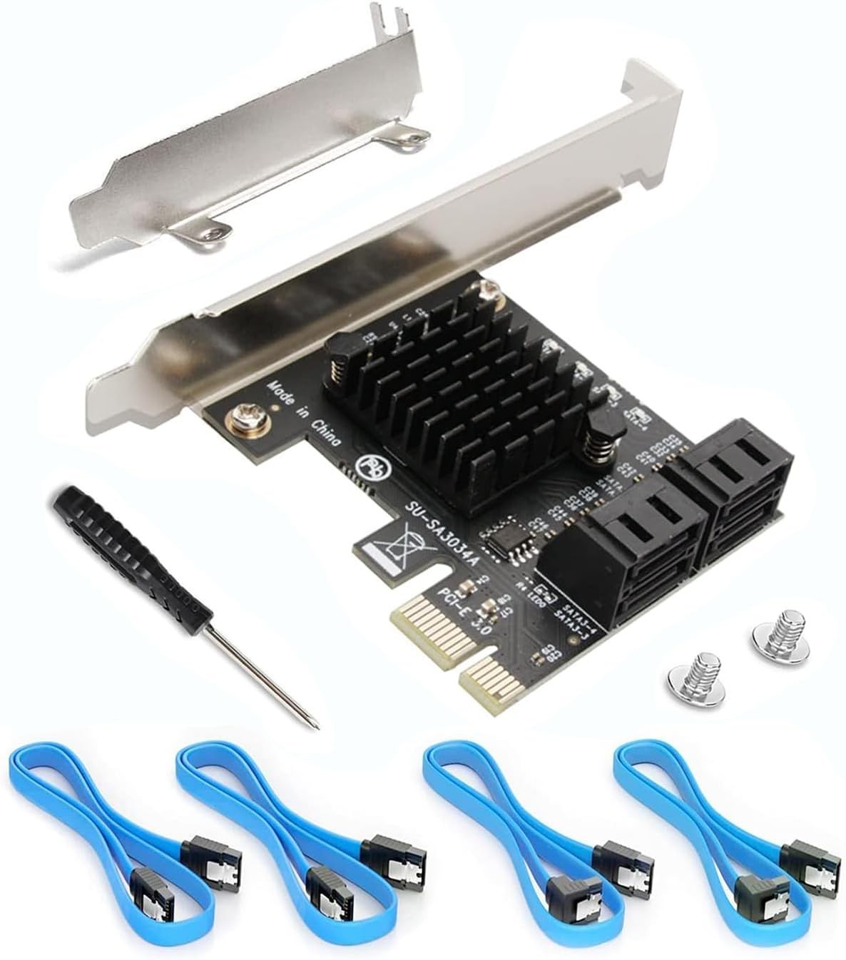 Versatile SATA Expansion Card: 4 Ports, PCIE 3.0, Compatible with Windows/Linux