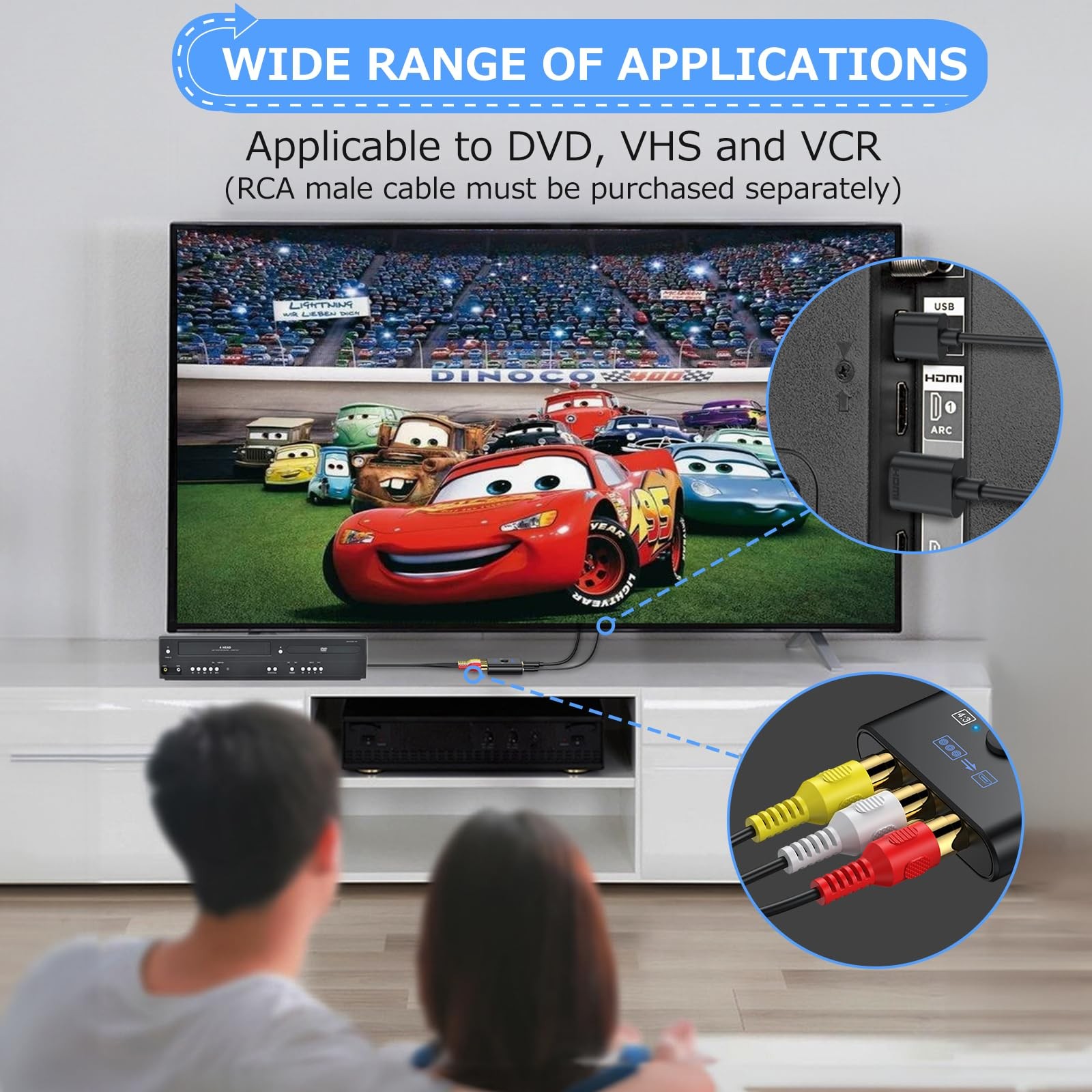 CAMWAY RCA to HDMI Converter – 16:9/4:3 Conversion 1080P AV Black