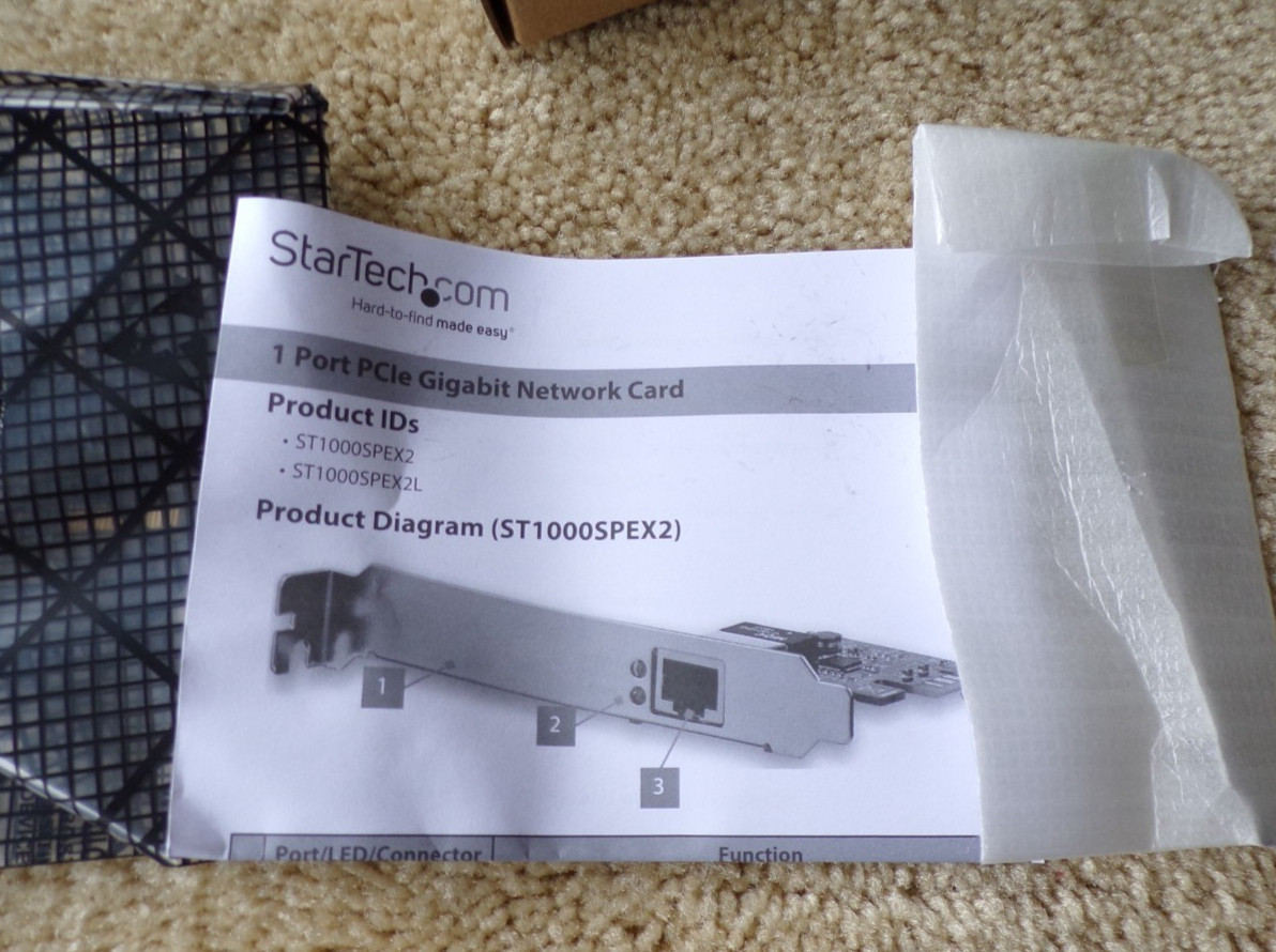 1-Port RJ45 PCI Express Network Card StarTech ST1000SPEX2L Low Profile @h24