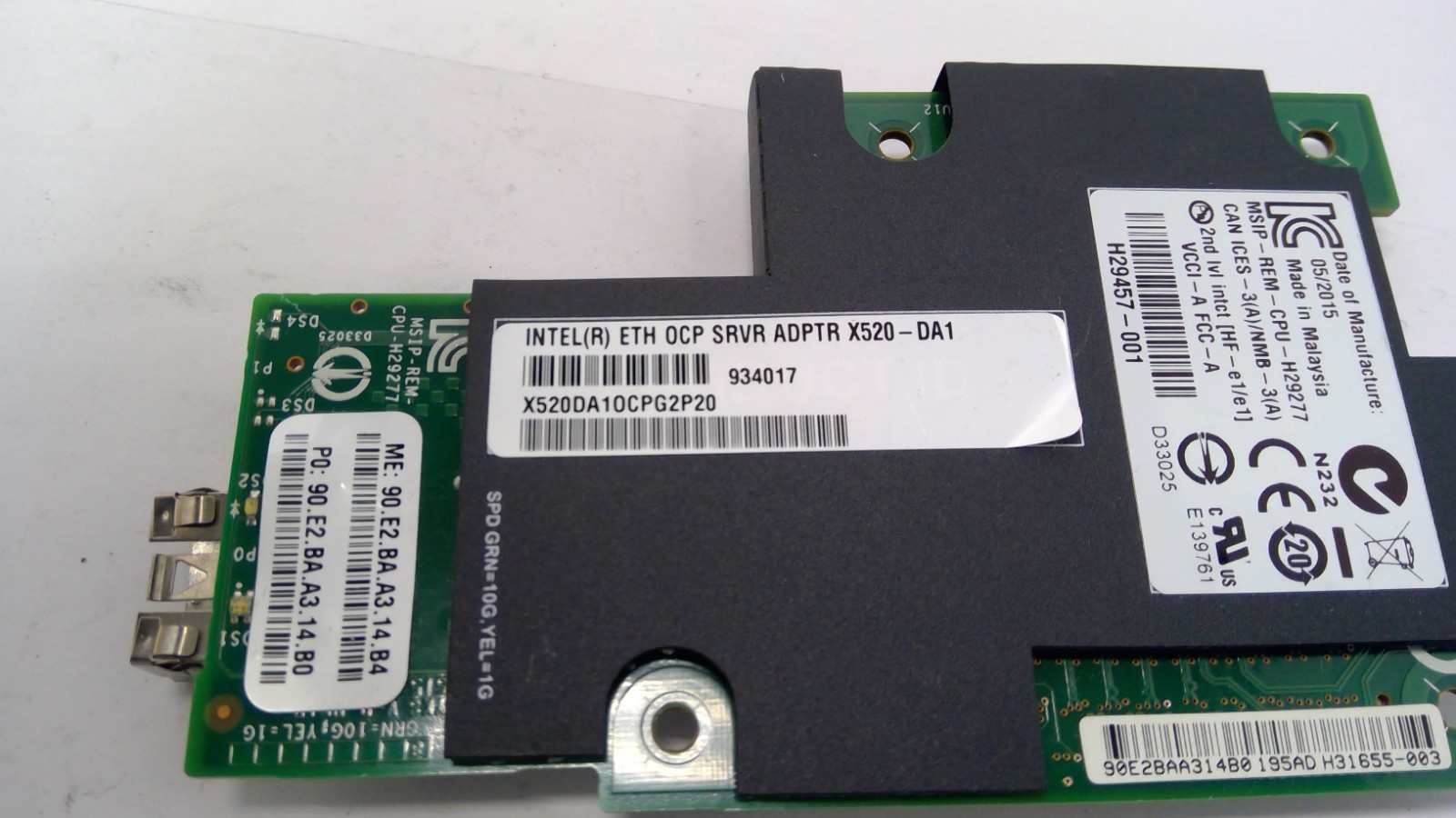 Intel H29457-001 X520-DA1 10GB SFP+ Dual Port OCP SRVR ADPTR X520DA10CPG2P20