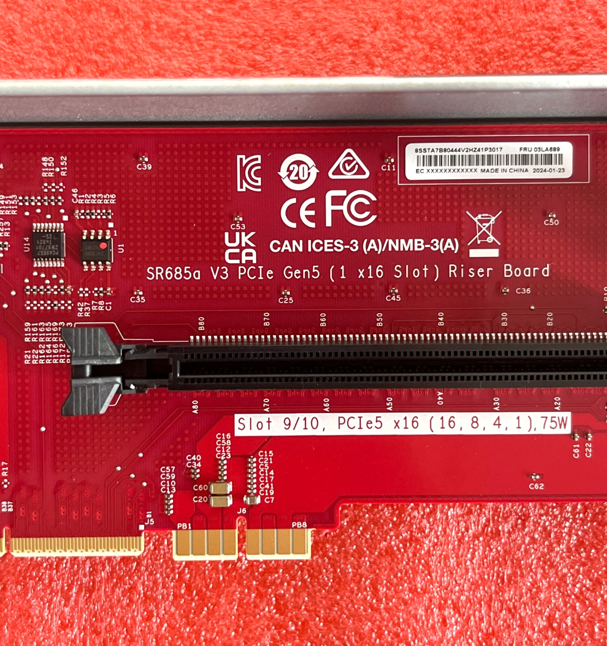 Lenovo ThinkSystem SR685a V3 PCIe Gen5 x16 FHHL Riser Board FRU 03LA689 AI NICs