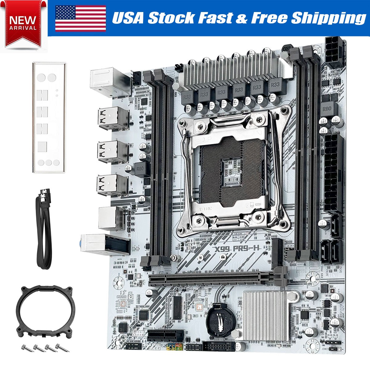 LGA 2011-3 White Motherboard 4 x DDR4 M.2 SATA 2.0 PCI-e 3.0 USB 2.0 M-ATX JXS