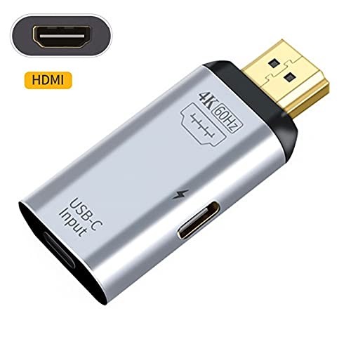 NFHK USB-C Type C Female Source to HDMI Sink HDTV & PD Power Adapter 4K DP
