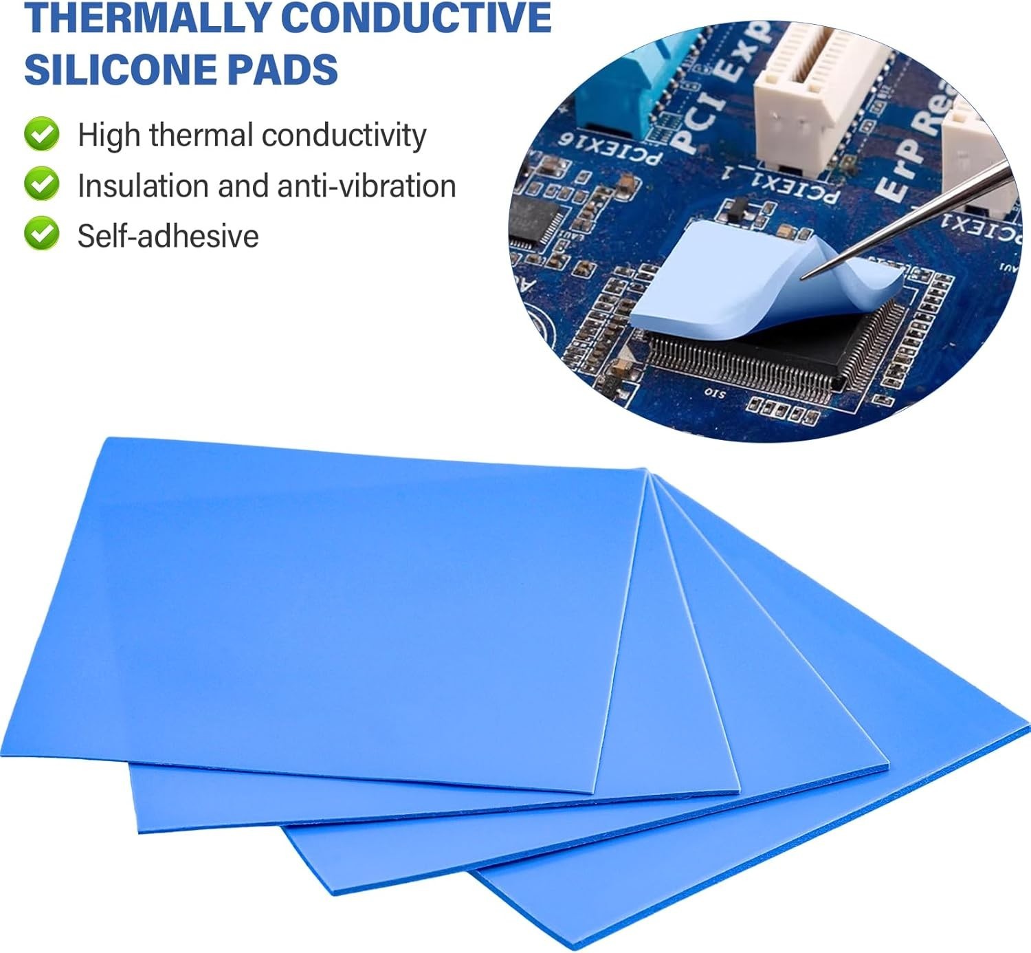 4 Pieces Silicone Thermal Pads 100 x100mm 0.5mm 1mm 1.5mm 2mm Highly Efficien…