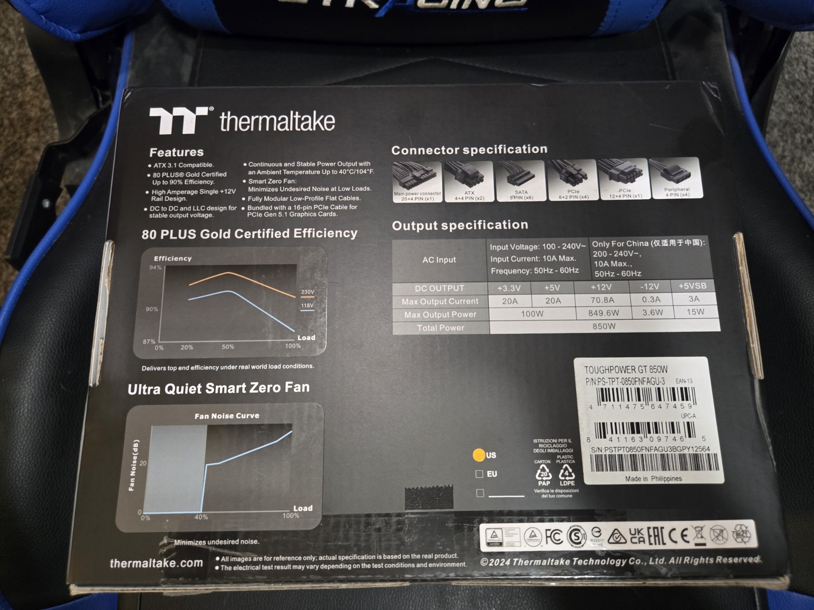 Thermaltake Toughpower GT 850W ATX 3.1 Power Supply + 3 Modular Cables ONLY