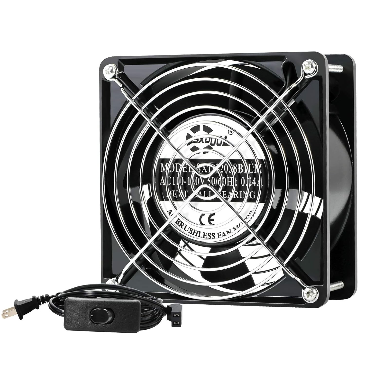 AXIAL Cooling Fan 12cm, AC 115V 120V 120mm x 38mm High Speed CFM with Switch…