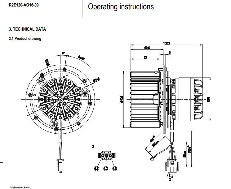 Ebmpapst R2E120-AO16-09 Centrifugal Fan 230VAC 0.5A Injection Molding Machine