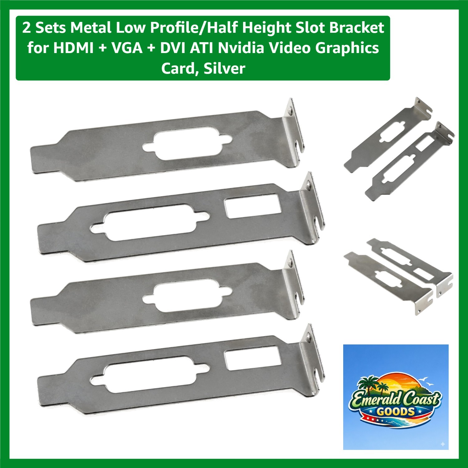 2 Durable Low Profile Brackets for HDMI, VGA, DVI – Perfect for Gaming Systems