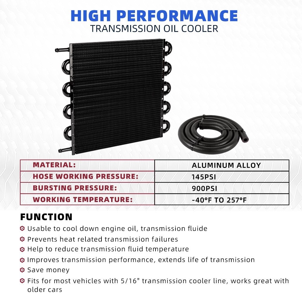 10 Pass Aluminum Remote 5/16″ Engine Oil Cooler Radiator w/Hose Mounting Kit