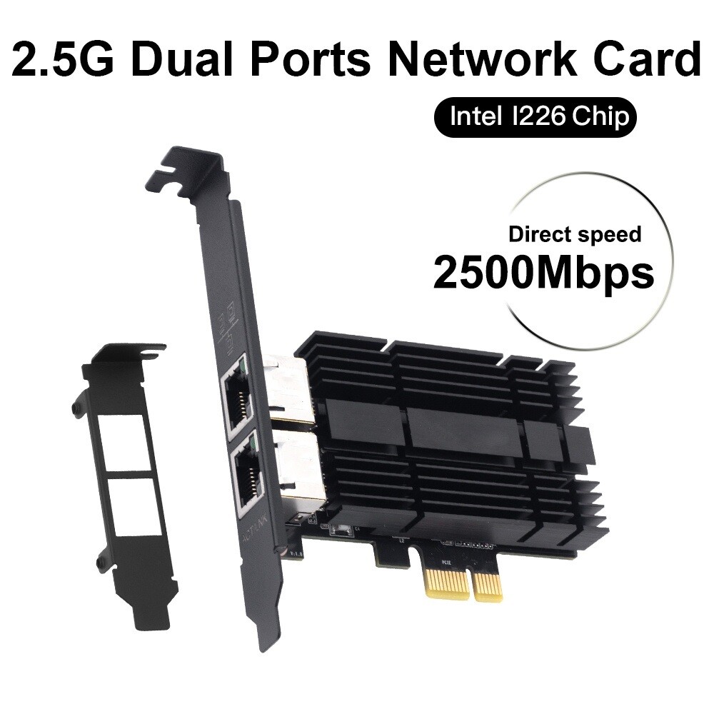 2.5Gbps Dual RJ45 Port with Intel I226 NIC for Gaming Ethernet Network Adapter
