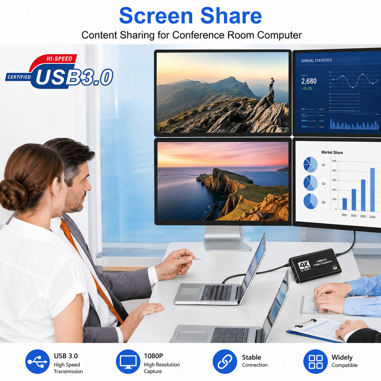 4K Audio Video Capture Card USB 3.0 HDMI Video Capture Device Full HD Recording