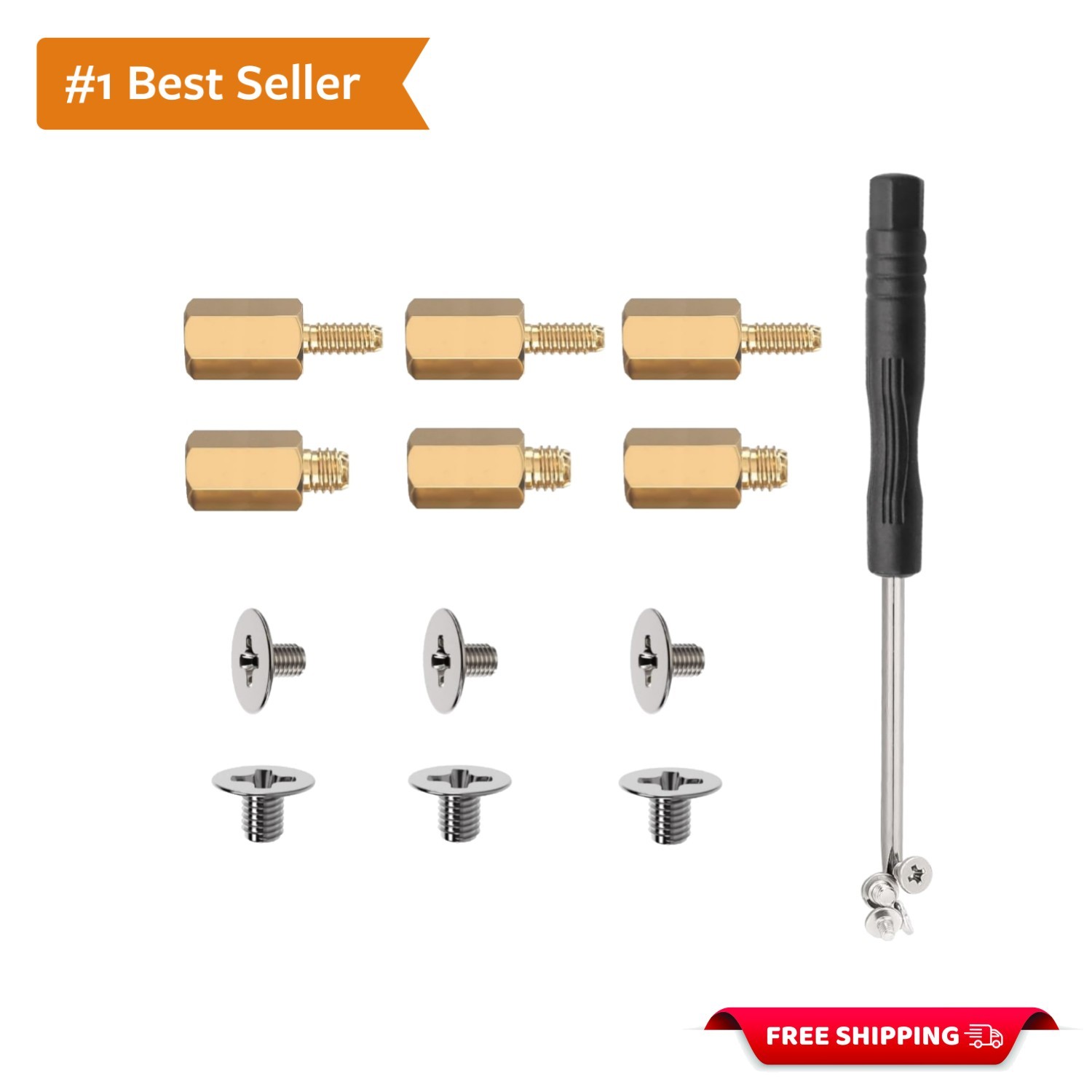 M.2 SSD Screw & Standoff Kit – 12PCS Brass Screws for Gigabyte/MSI Motherboards