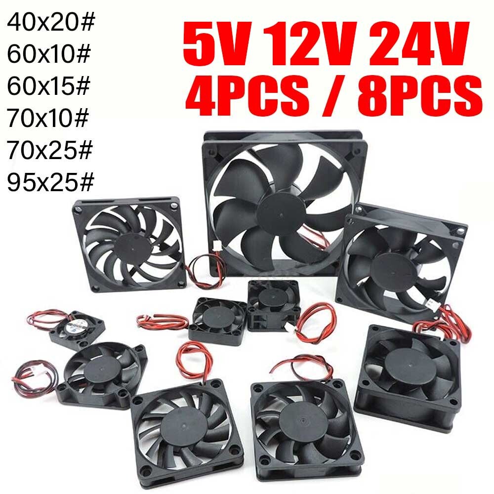 4/8*DC 5/12/24V 2Wire Silent PC Computer Case DC Cooling Fan 4/6/7/9cm 0.15-0.2A