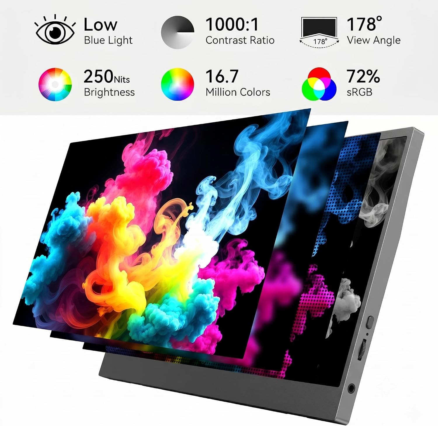 15.6″ FHD Portable Monitor USB-C with Kickstand, Mini HDMI, Low Blue Light